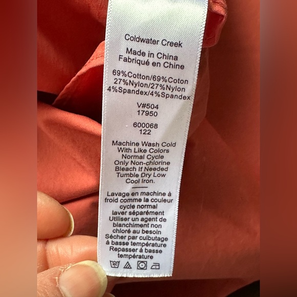 Cold water Creek Salmon Color Long Sleeves Collard Pleated Front Blouse SZ XS - Picture 7 of 11